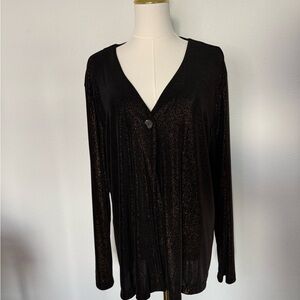 NWT Chicos Travelers Black and Bronze Metallic Women's Jacket XL
